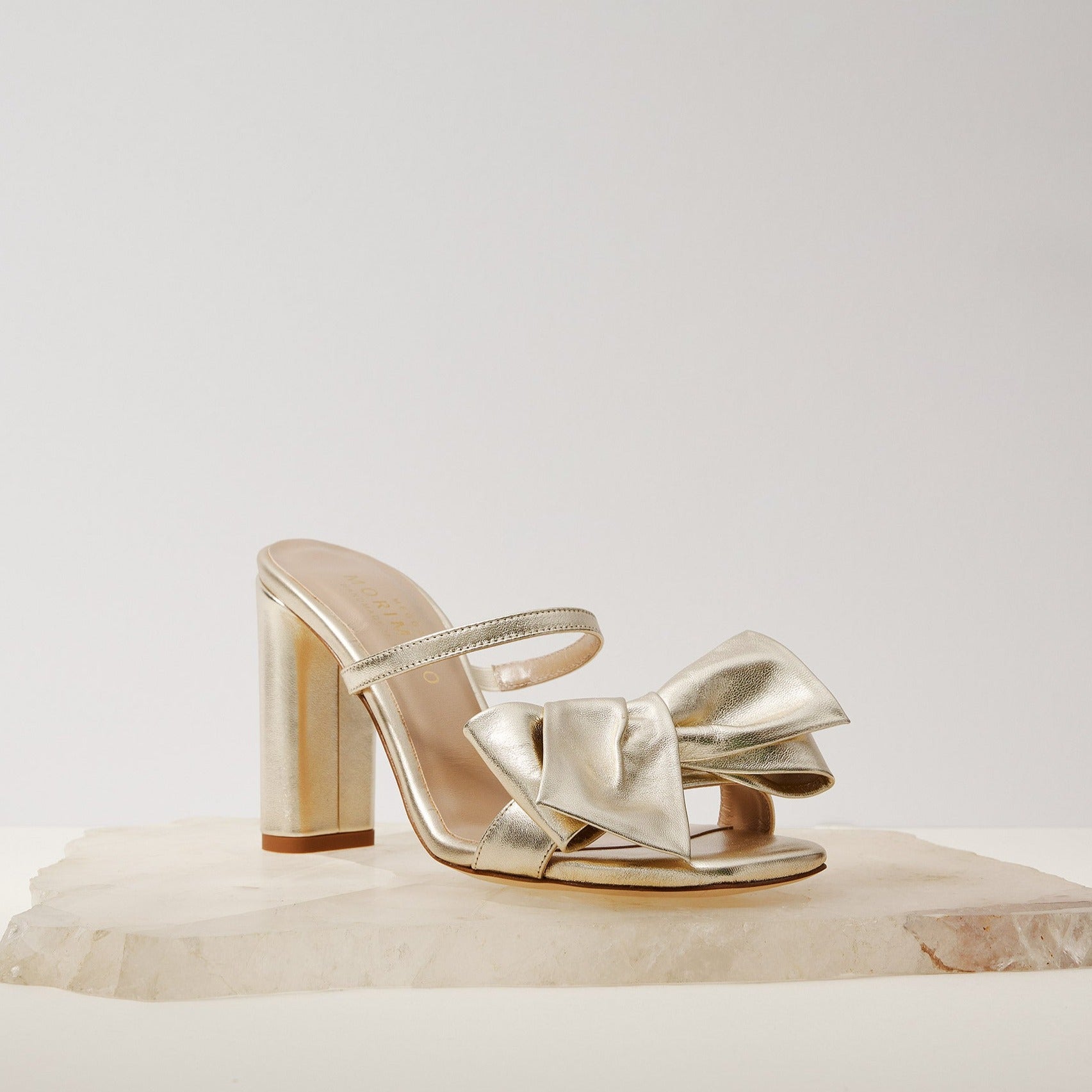 Martina Gold Bow Bridal Mules Meggan Morimoto