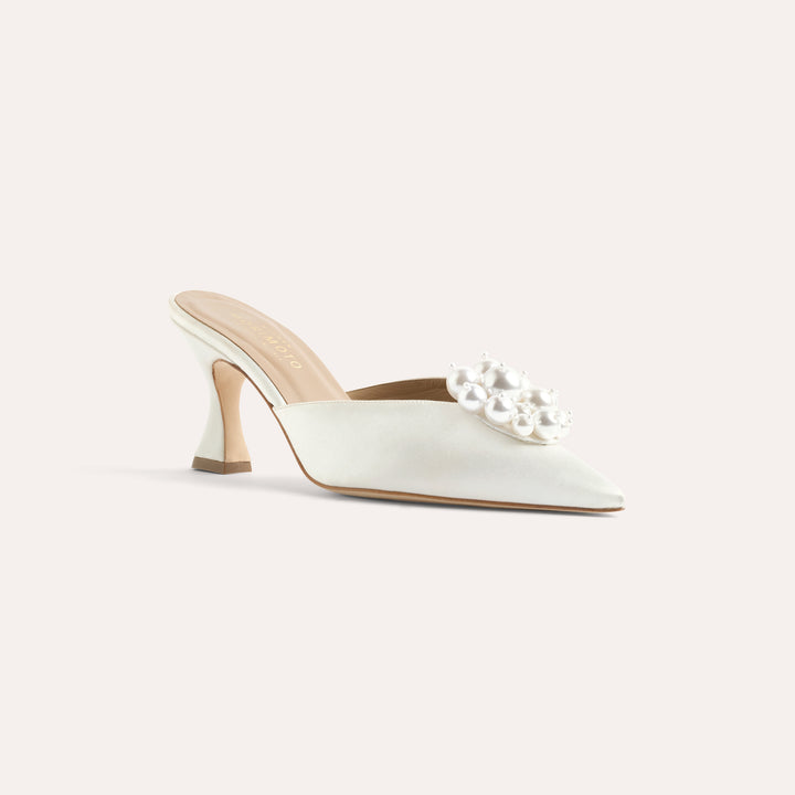 ALIX IVORY MULE PUMP PEARL CLUSTERS 80