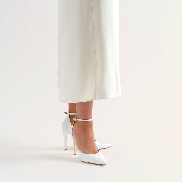 ALMA PEARLISED WHITE BRIDAL PUMPS