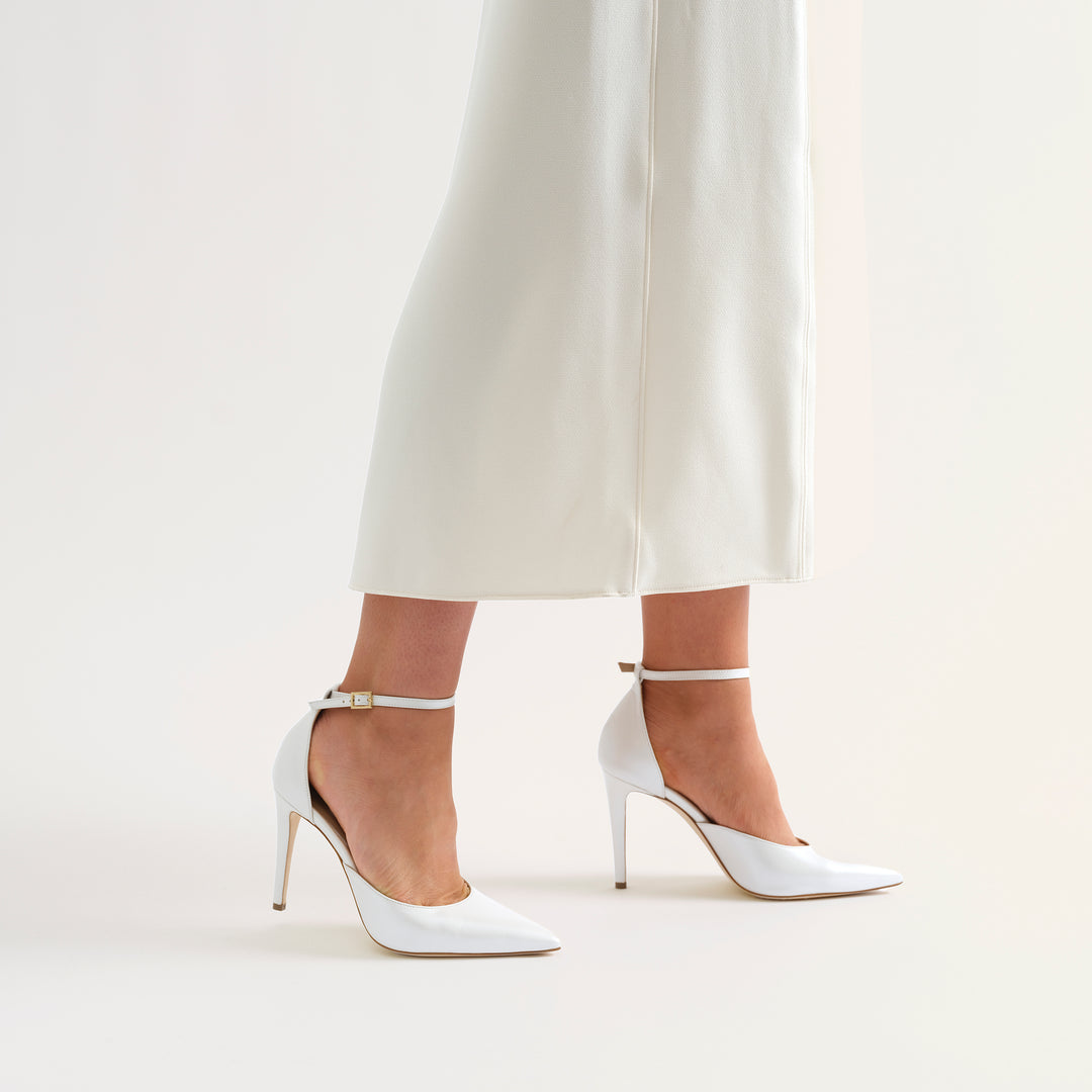 ALMA PEARLISED WHITE BRIDAL PUMPS