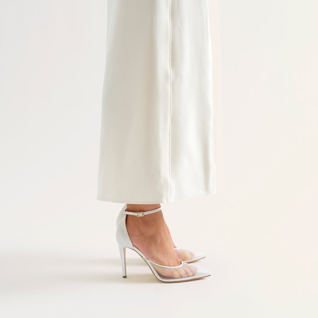 ALMA WHITE MESH BRIDAL PUMPS