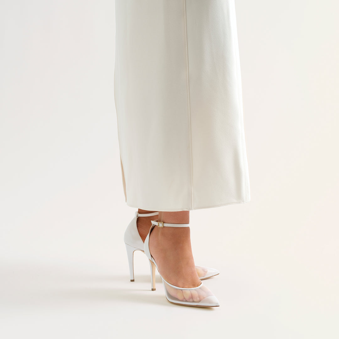 ALMA WHITE MESH BRIDAL PUMPS