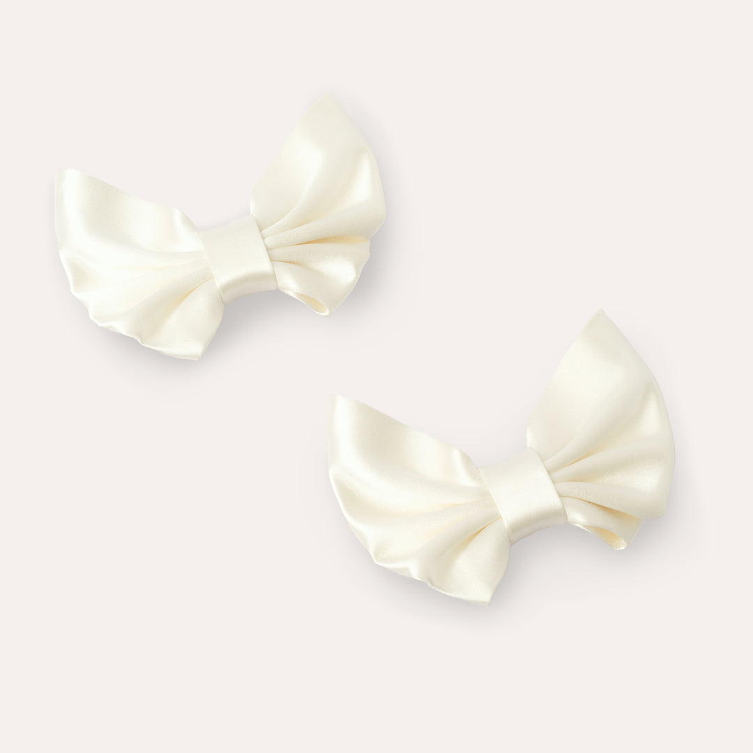 BUTTERFLY BOWS IVORY SATIN