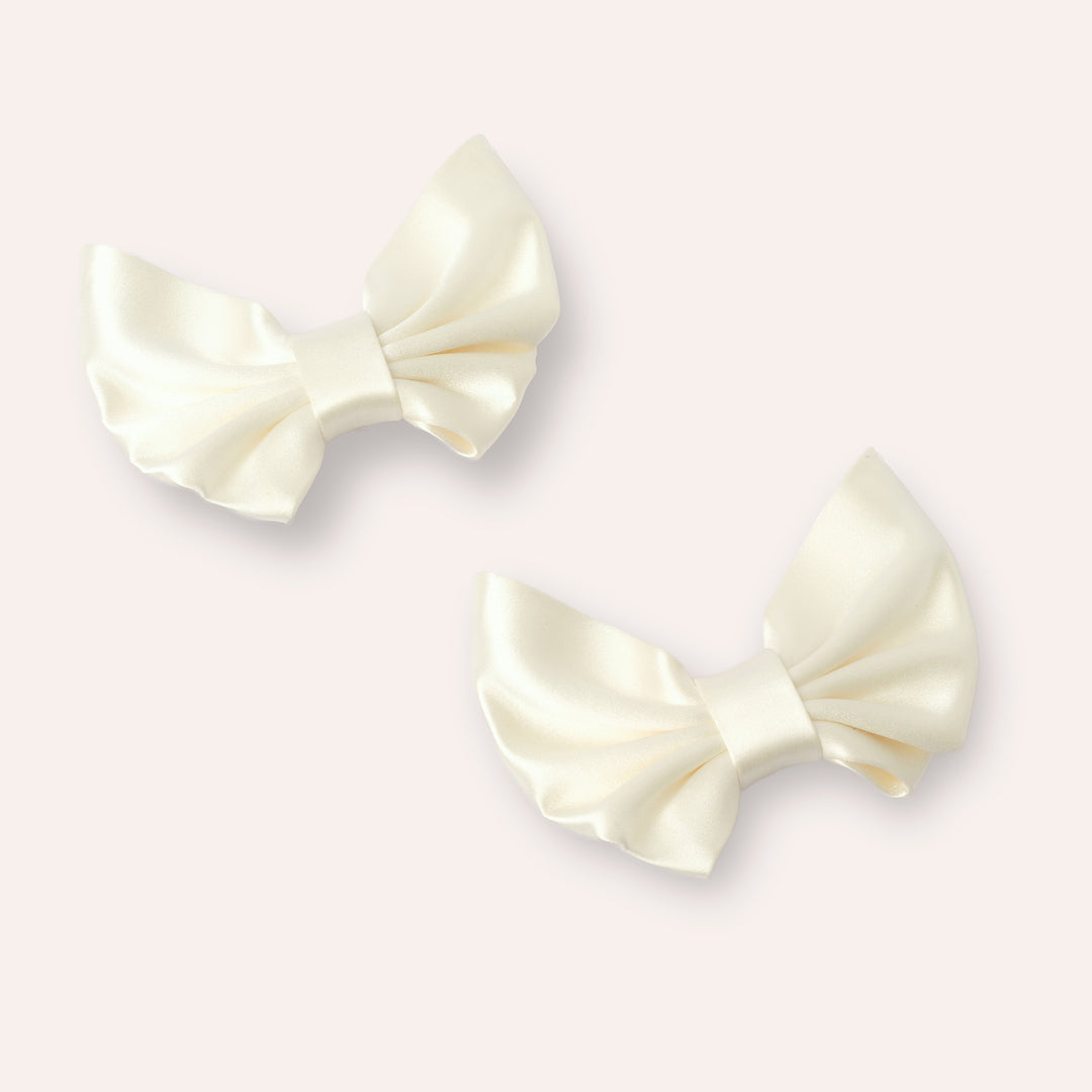 BUTTERFLY BOWS IVORY SATIN