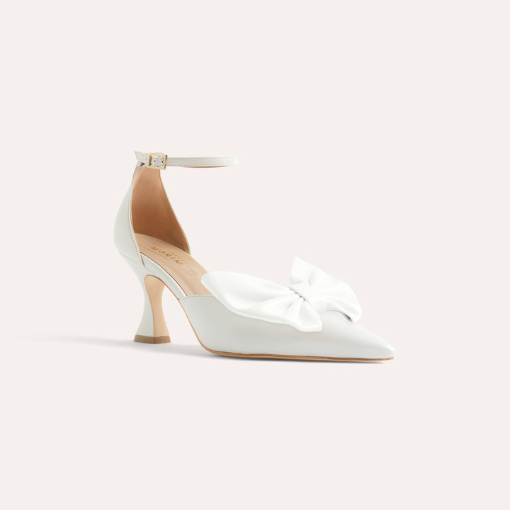 DIANA PEARLISED WHITE PUMP BUTTERFLY BOW 80