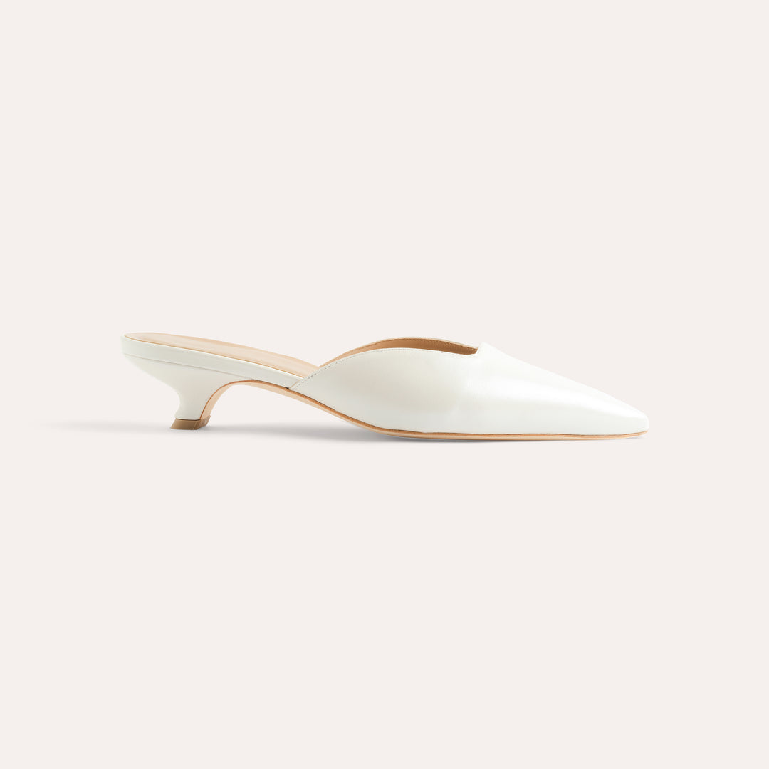 FALLON PEARLISED WHITE MULE PUMP 30