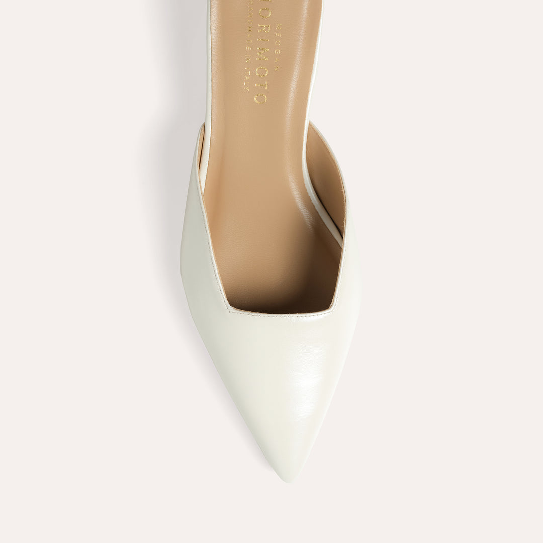 FALLON PEARLISED WHITE MULE PUMP WHITE BLOSSOMS 30