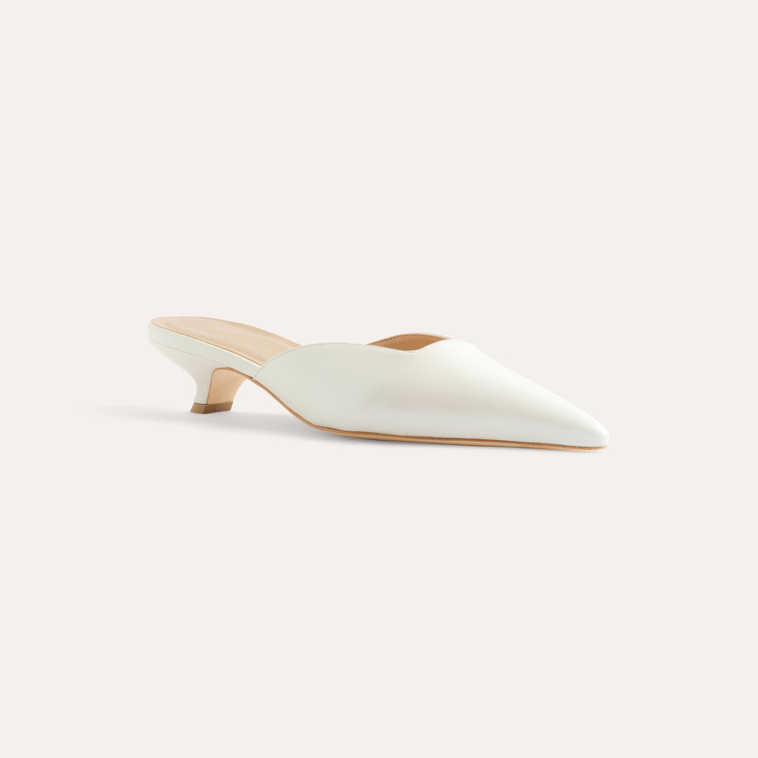 FALLON PEARLISED WHITE MULE PUMP WHITE BLOSSOMS 30