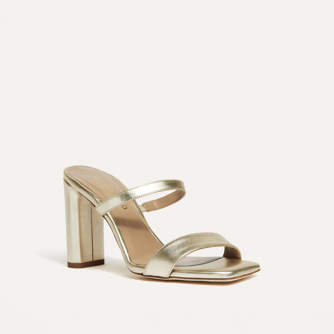 MARTINA PALE GOLD MULE SANDAL WHITE BUTTERFLY BOW