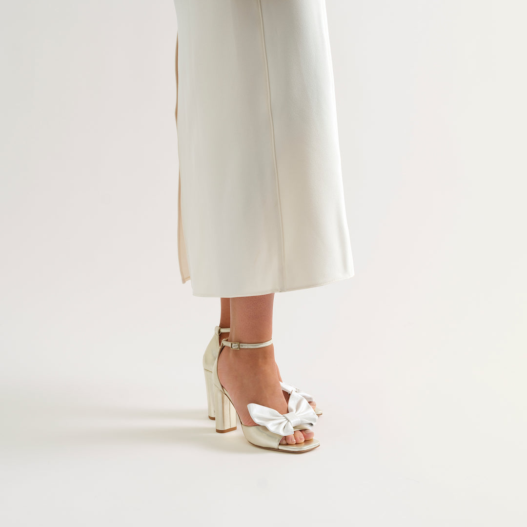 TATIANA PALE GOLD SANDAL BUTTERFLY BOWS