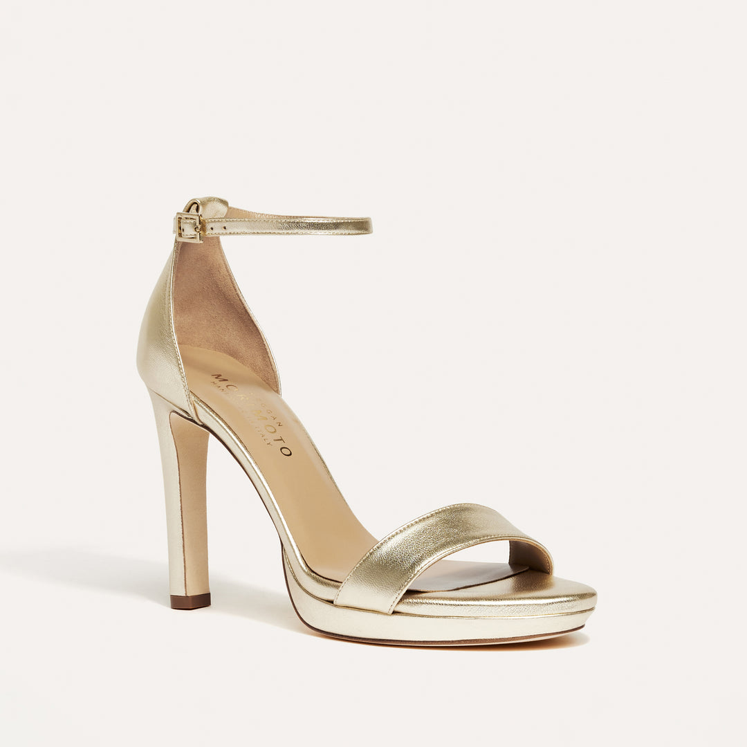 VICTORIA GOLD PLATFORM SANDAL WHITE BUTTERFLY BOW