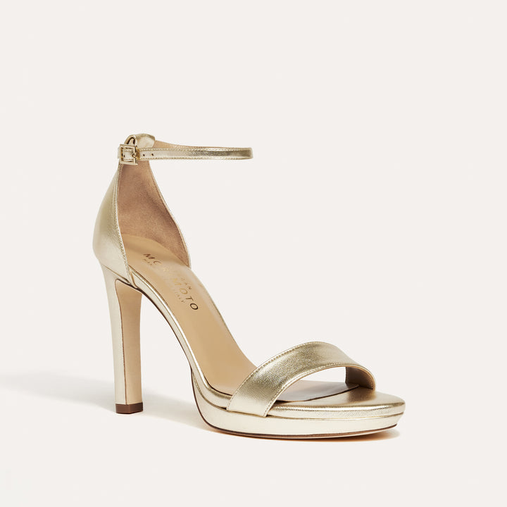 VICTORIA GOLD PLATFORM SANDAL WHITE BUTTERFLY BOW